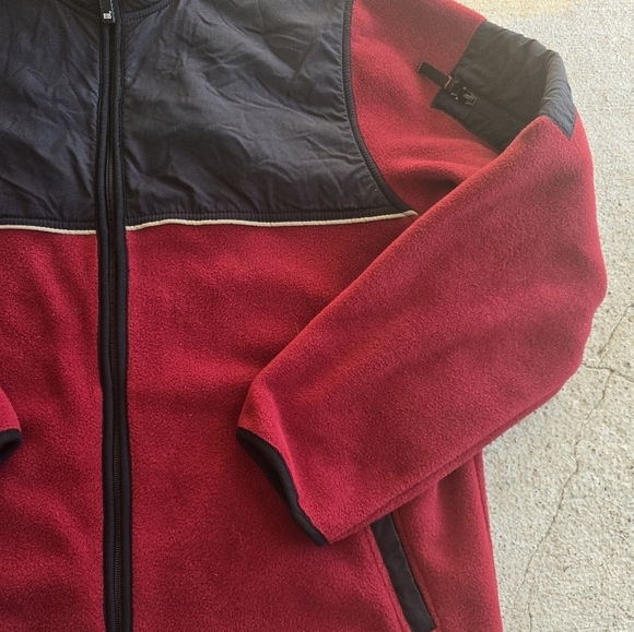 VTG 90s Eddie Bauer Polarec Fleece Jacket Sz M ZipUp Men Black Red Outdoor Thick - Picture 4 of 12